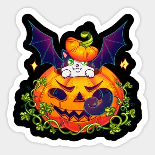 For the dark background: The Cat-bat, a pumpking and Halloween Sticker